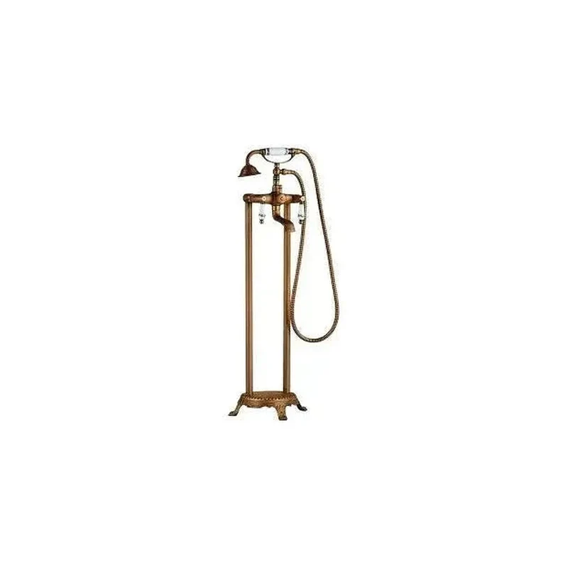 Grifo bimando para bañera exenta de diseño vintage en latón dorado envejecido Mijares de Valaz