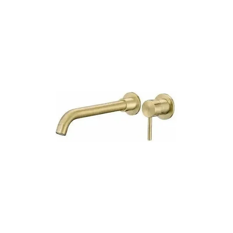 Grifo de lavabo empotrado monomando de 26 cm en latón dorado envejecido Guadiana de Valaz