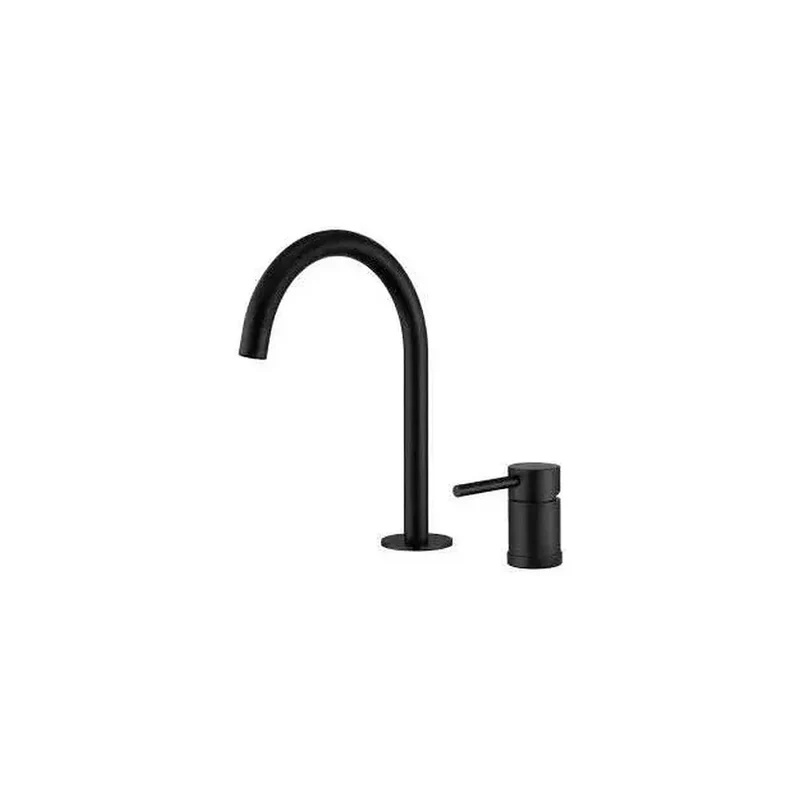 Grifo de lavabo monomando con cuello de cisne en latón negro mate Aragón de Valaz