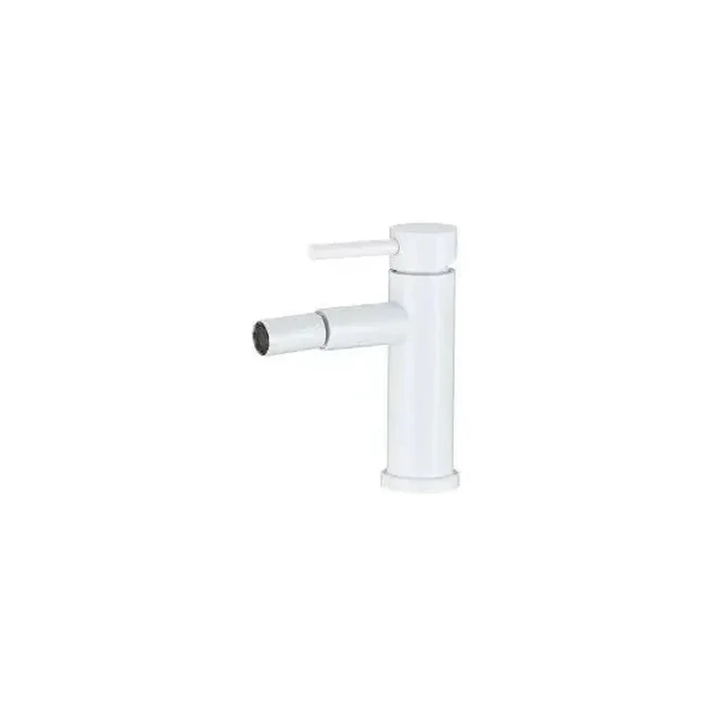 Grifo de bidet redondo y monomando en latón en color blanco Jabalón de Valaz
