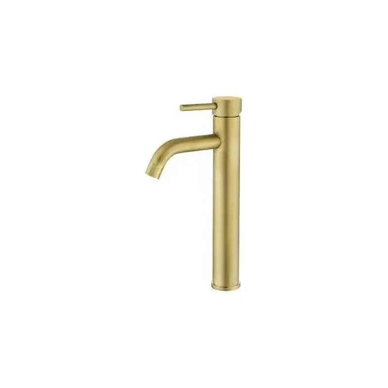 Grifo de lavabo alto monomando en latón dorado envejecido Jabalón de Valaz