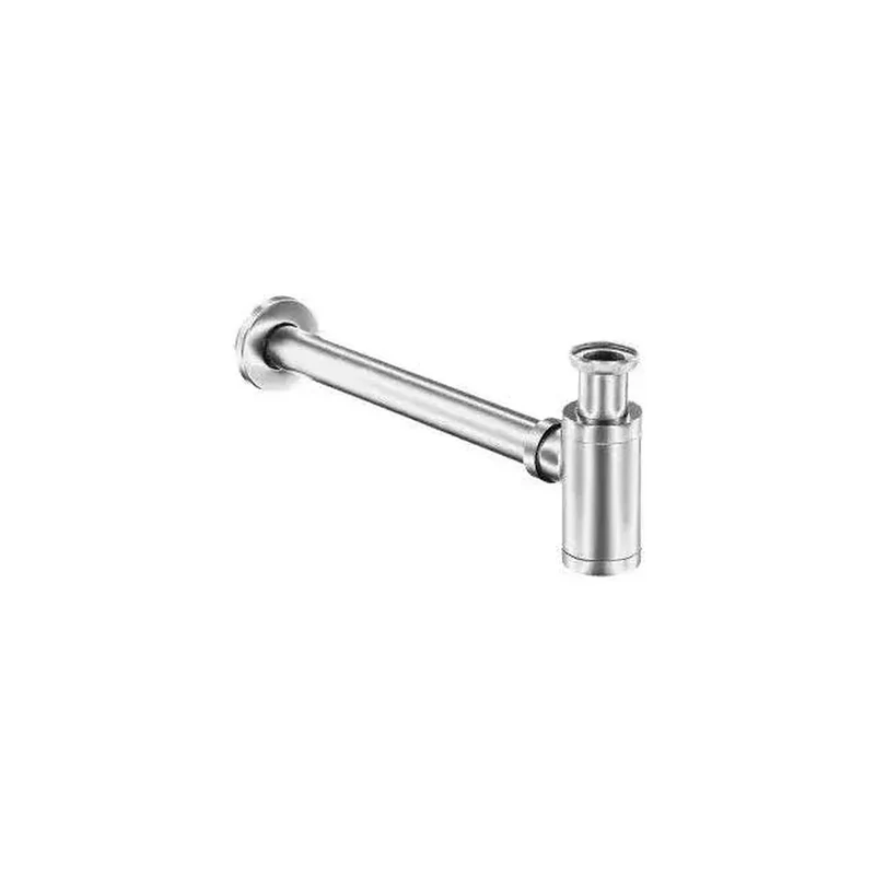 Sifón de lavabo en latón y zamak de 12x36 cm en acero cepillado de Valaz