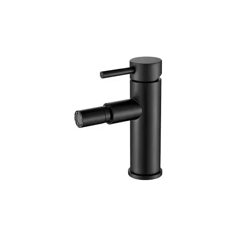 Grifo de bidet monomando con estructura redonda y caño recto en negro mate Palancia de Valaz