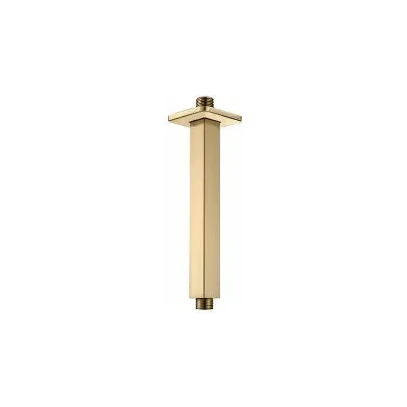 Brazo soporte para rociador de techo cuadrado de 2x20 cm en dorado cepillado de Valaz