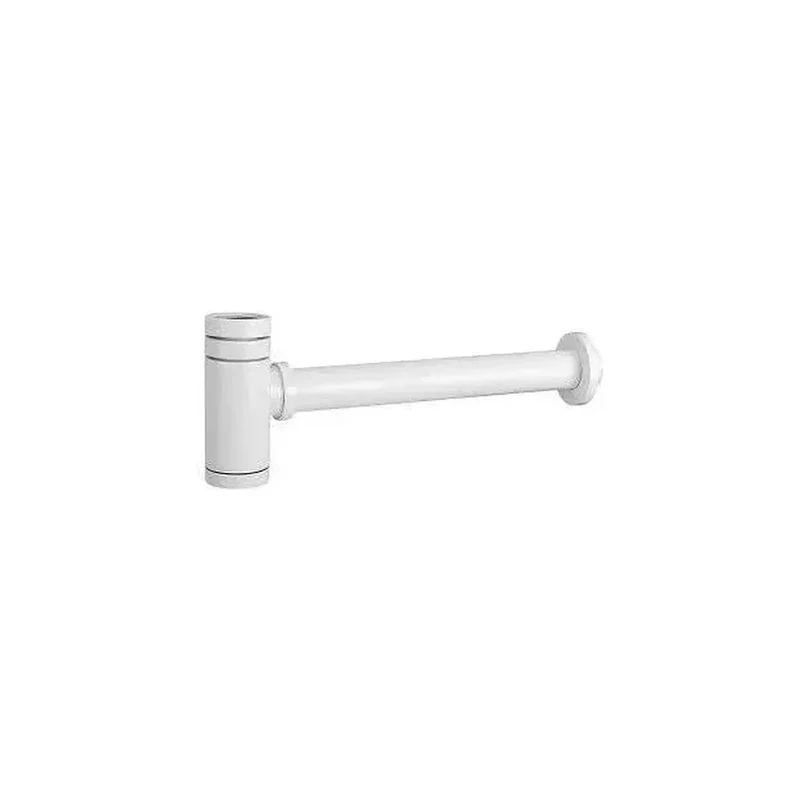 Sifón de lavabo redondo en latón y zamak de 12x36 cm en blanco de Valaz