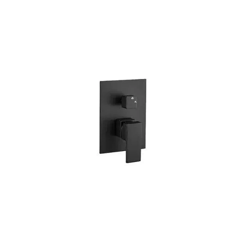 Grifo de ducha monomando empotrado a pared de cuerpo cuadrado y 2 vías en negro mate de Valaz