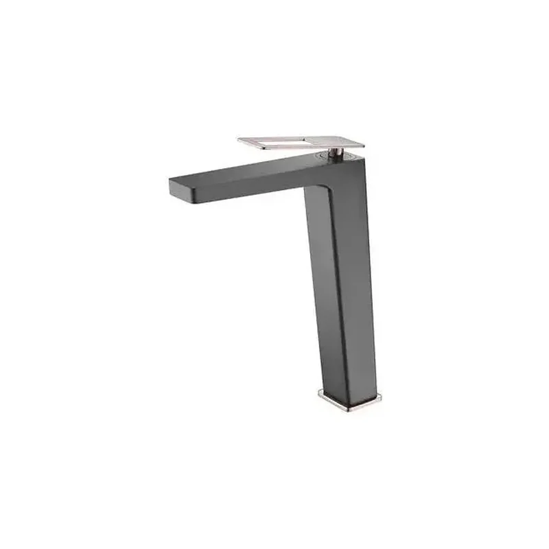 Grifo para lavabo con un diseño monomando de caño alto y un acabado negro mate y oro rosa Suecia de Imex