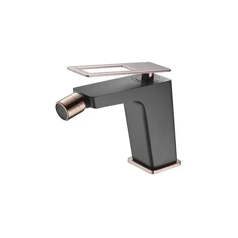Grifo monomando para bidé fabricado en latón negro y oro rosa con un caño recto Suecia de Imex