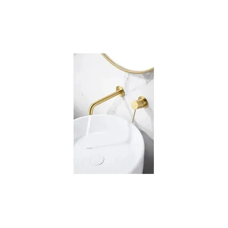 Grifo monomando empotrado para lavabo hecho de latón con acabado oro cepillado Genova de Imex