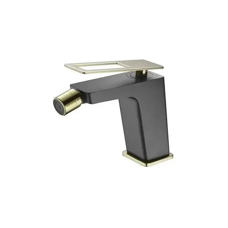 Grifo monomando para bidé fabricado en latón negro y oro con un caño recto Suecia de Imex