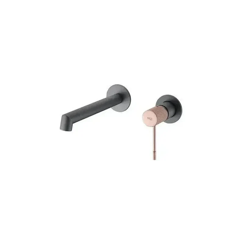 Grifo monomando para lavabo empotrado de acabado gris mate y champagne Line de Imex
