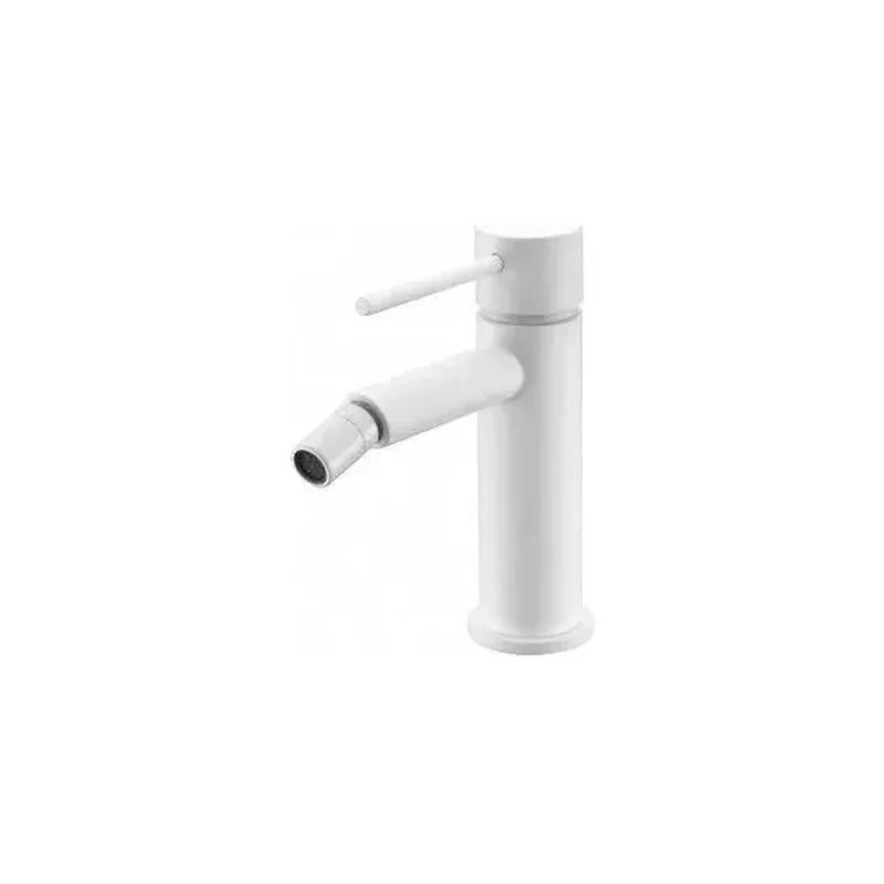 Grifo monomando de bidé fabricado en latón de acabado blanco mate Stick Milos de Imex