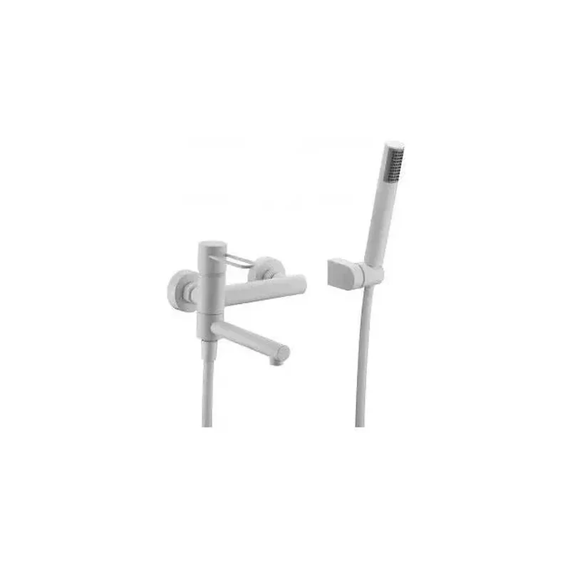 Grifo monomando de pared para bañera fabricada en latón de acabado blanco mate Milos de Imex