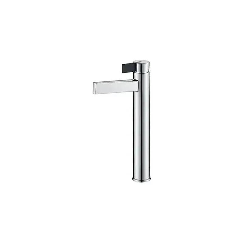 Grifo monomando alto para lavabo con cierre cerámico de acabado cromado y negro Elba de Imex
