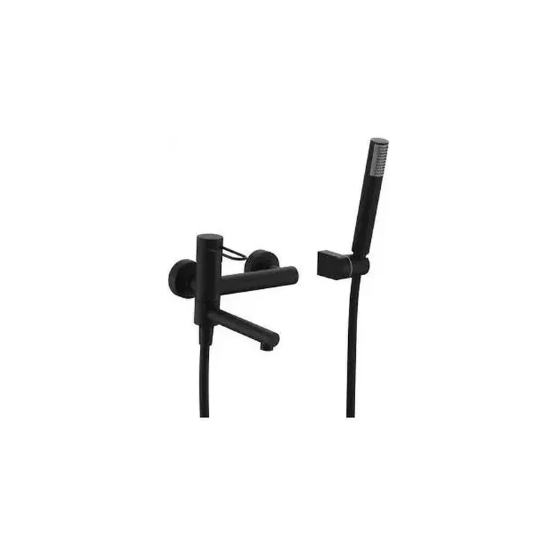 Grifo monomando de pared para bañera fabricada en latón de acabado negro mate Milos de Imex