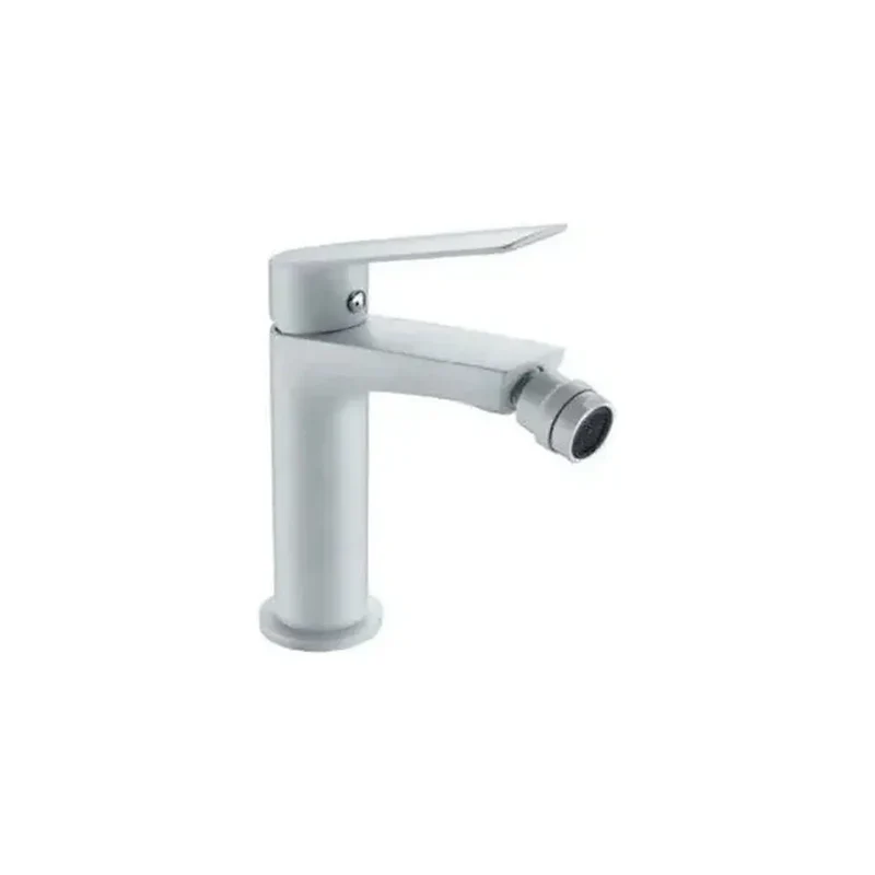 Grifo para bidé fabricado en latón con una maneta extraplana de color blanco mate Luxor de Imex