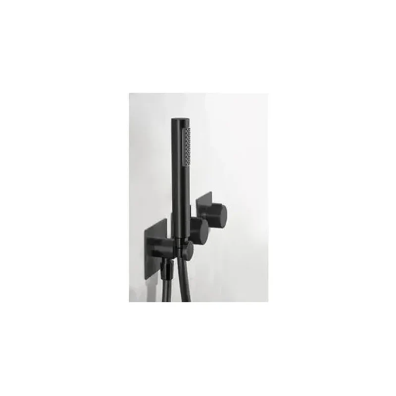 Conjunto de ducha termostático empotrado con rociador a pared o a techo acabado negro mate tibet de Imex