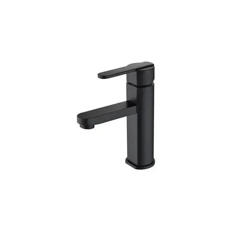 Grifo monomando para lavabo con caño recto fabricado en latón de acabado negro mate Roma de Imex
