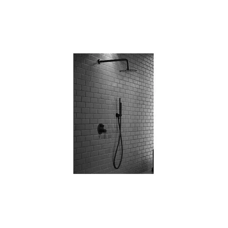 Conjunto para ducha empotrada con una grifería fabricada en latón de acabado negro mate Milos de Imex