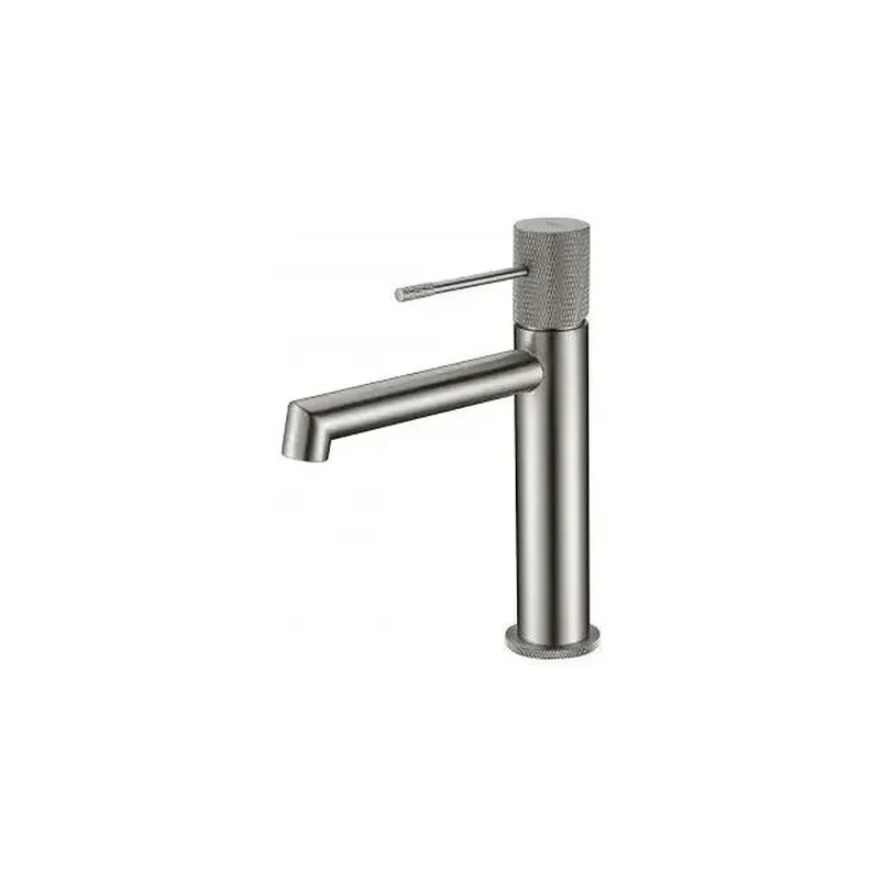 Grifo monomando para lavabo con un cartucho cerámico de color níquel cepillado Line de Imex
