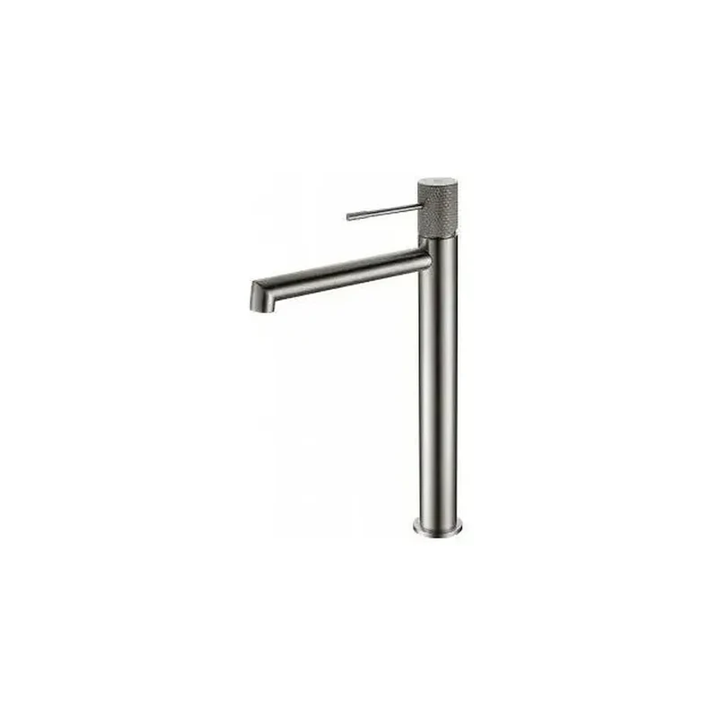 Grifo monomando para lavabo con un diseño moderno de caño alto en color níquel cepillado Line de Imex