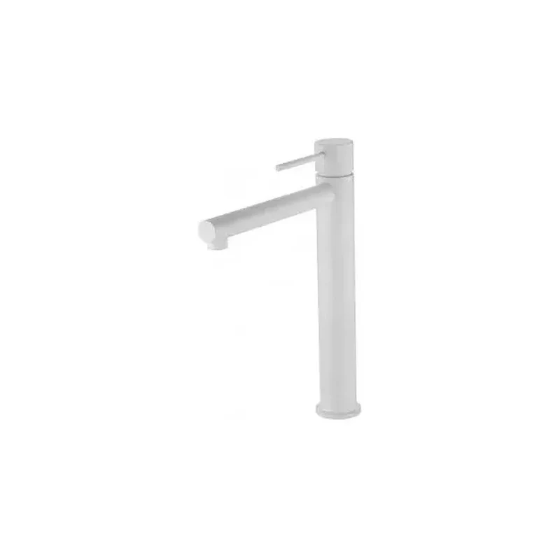 Grifo monomando para lavabo de caño alto fabricado en latón de acabado blanco mate Milos de Imex