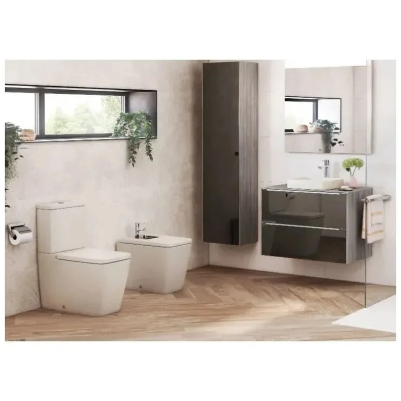 Roca Inspira Square – Inodoro de Pie Completo, Salida Dual, Blanco Mate