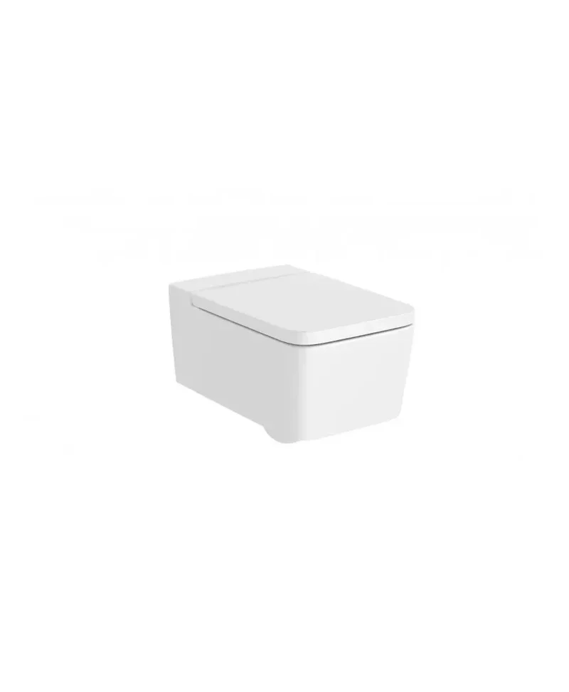 Roca Inspira Square – Inodoro Suspendido con Tapa, Salida Horizontal, Blanco Mate