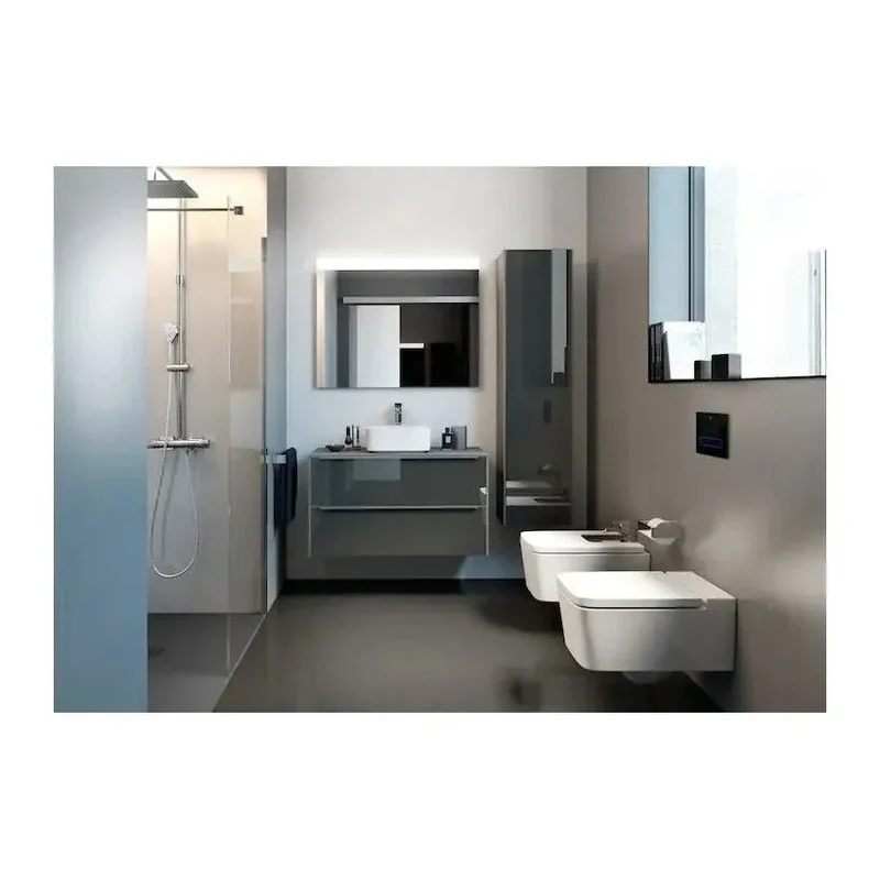 Roca Inspira Square – Inodoro Suspendido con Tapa, Salida Horizontal, Blanco