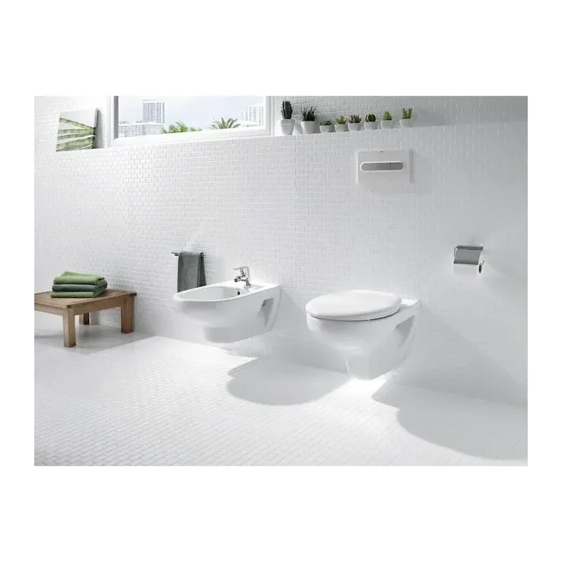 Roca Victoria – Inodoro Suspendido con Tapa, Salida Horizontal, Blanco