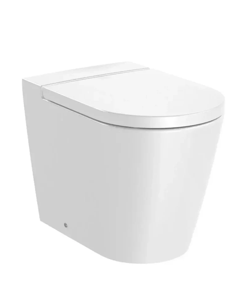 Inodoro completo adosado de porcelana con un acabado en color blanco Rimless Inspira Round Roca