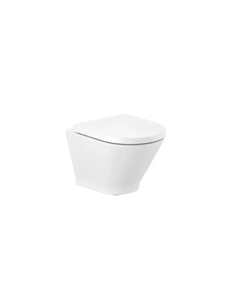 Roca The Gap Round – Inodoro Suspendido con Tapa, Salida Horizontal, Blanco