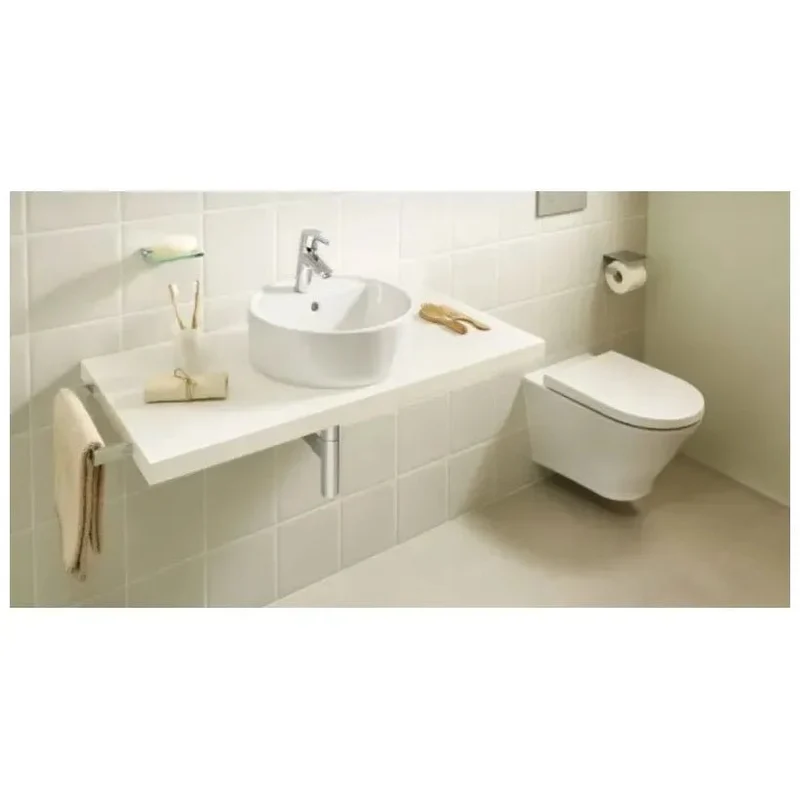 Roca The Gap Round – Inodoro Suspendido con Tapa, Salida Horizontal, Blanco