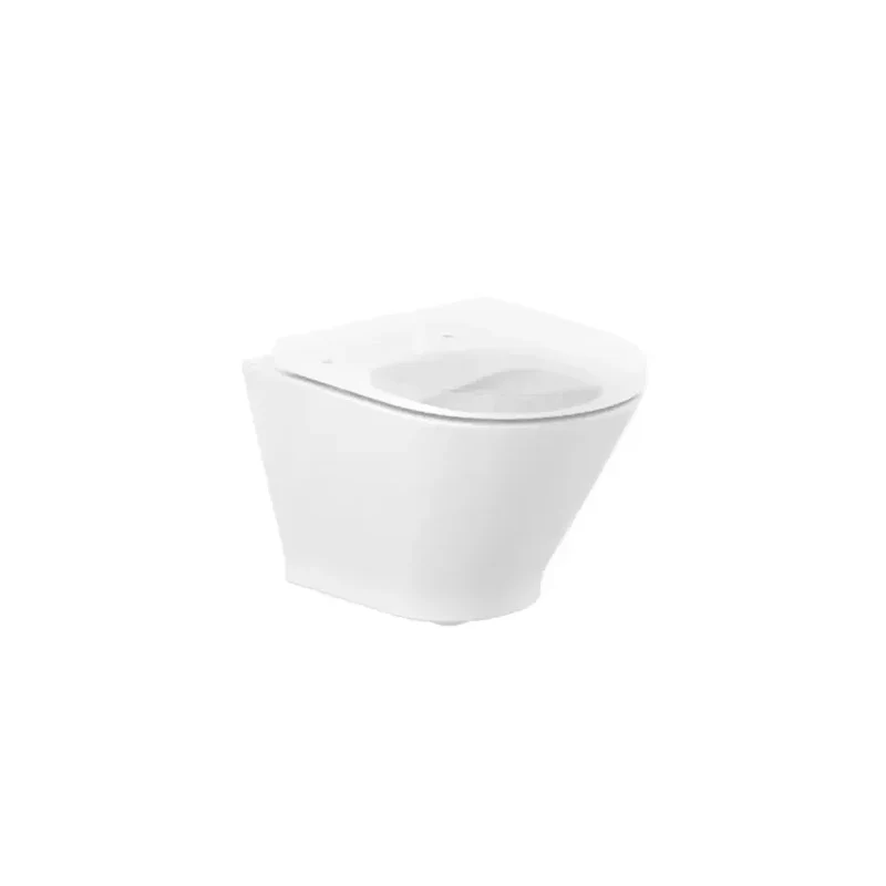 Roca The Gap Round – Inodoro Suspendido con Tapa, Salida Horizontal, Blanco