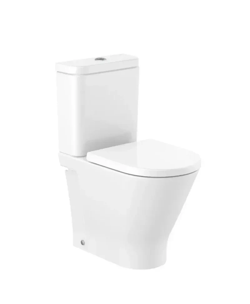 Inodoro completo adosado a la pared de altura confort con tecología Rimless The Gap Round Roca