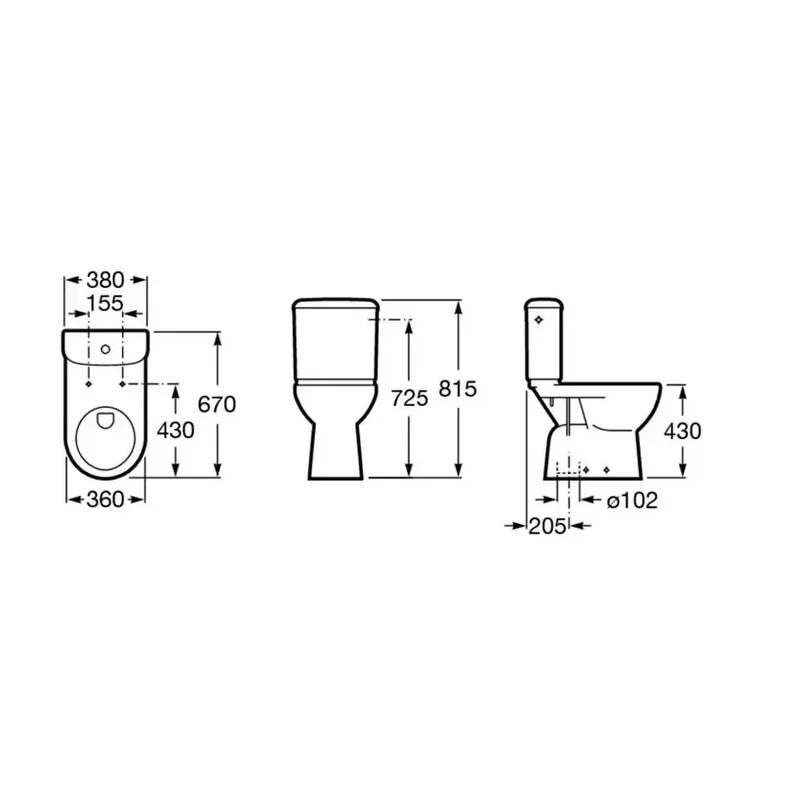 Roca Access – Inodoro de Pie Completo, Salida Vertical, Blanco