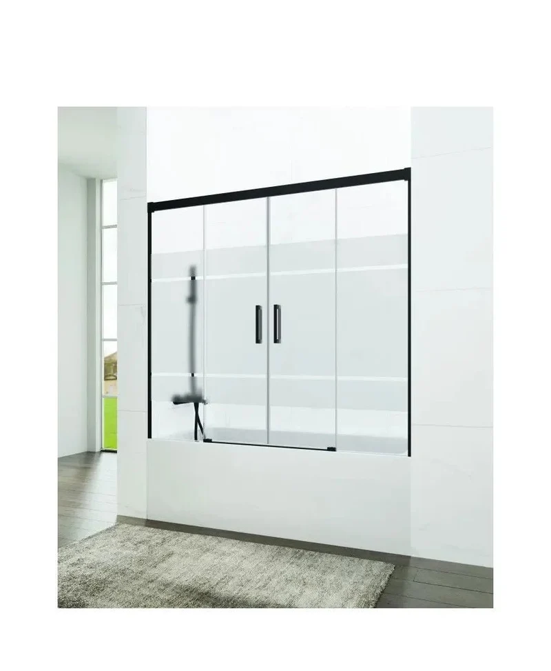 Mampara Bañera Frontal 2 Puertas Correderas Frost Plus Negro | GME