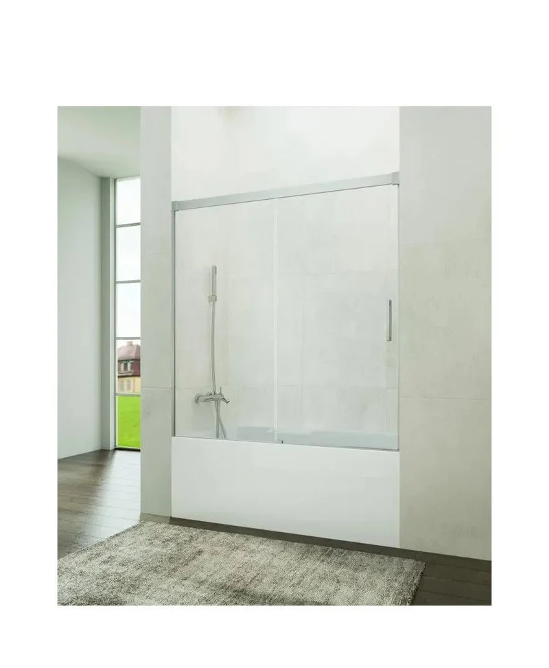 Mampara para Bañera Frontal con Hoja Fija y Corredera de Cristal Transparente Basic GME