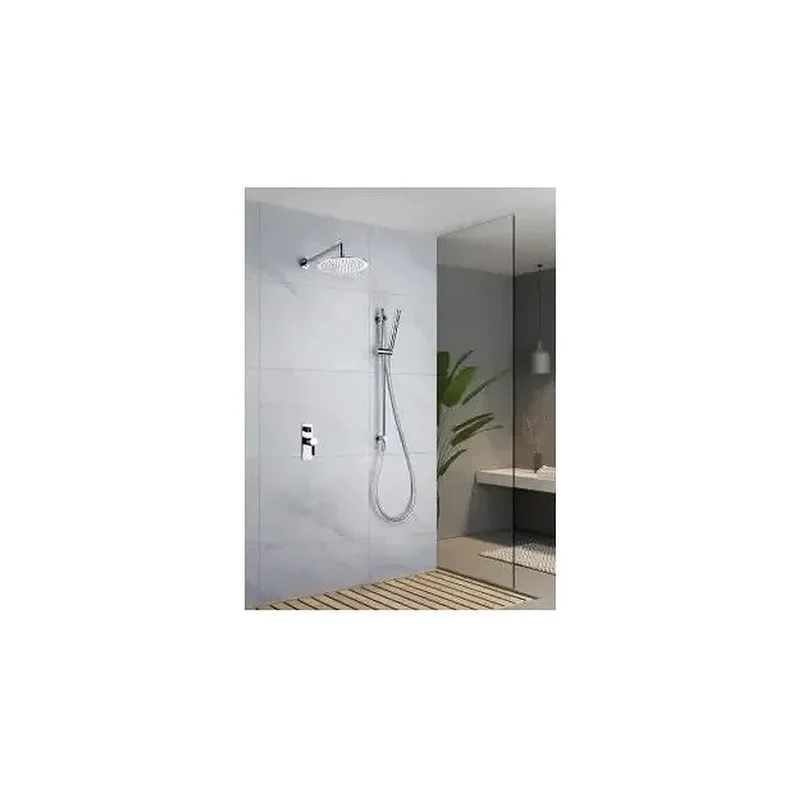 Conjunto de pared para ducha empotrado de diseño moderno con un acabado cromado Aruba de Imex