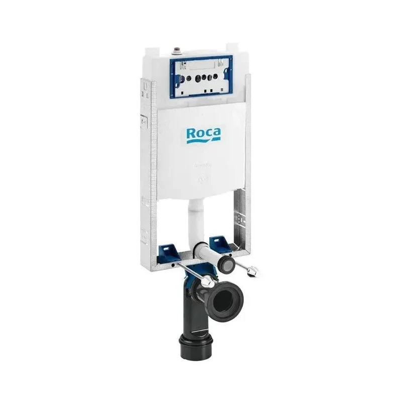 Roca Square Basic – Pack de Inodoro Suspendido con Bastidor y Placa, Salida Horizontal, Blanco
