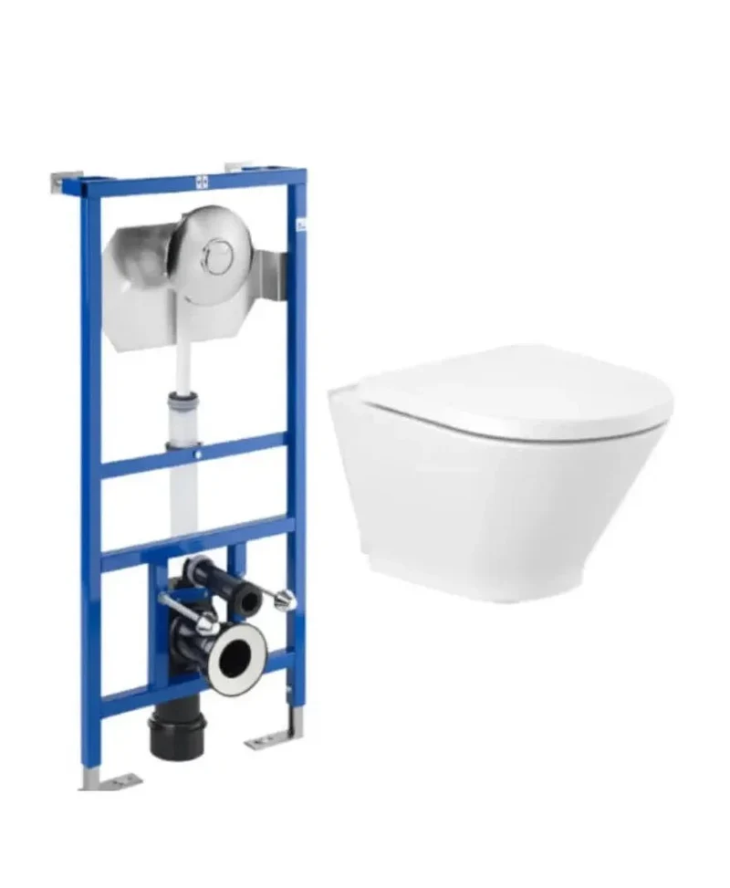 Roca The Gap Round – Pack de Inodoro Suspendido con Cisterna Empotrada, Salida Horizontal, Blanco