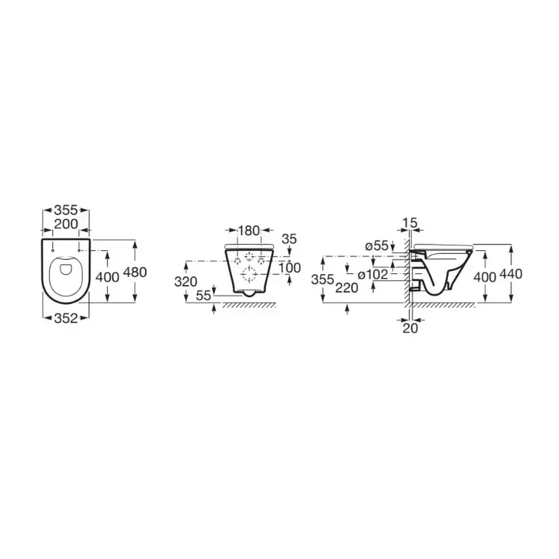 Roca The Gap Round – Pack de Inodoro Suspendido con Cisterna Empotrada, Salida Horizontal, Blanco