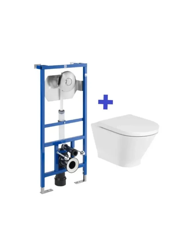 Roca The Gap Round – Inodoro Suspendido con Tapa, Salida Horizontal, Blanco