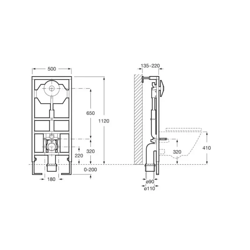 Roca The Gap Round – Inodoro Suspendido con Tapa, Salida Horizontal, Blanco