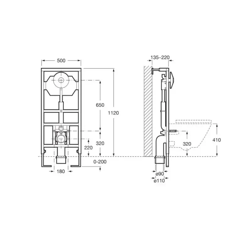 Roca Round – Inodoro Suspendido con Tapa, Salida Horizontal, Blanco