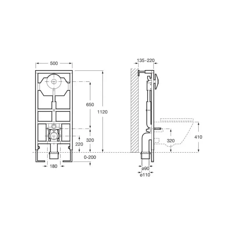 Roca Square – Inodoro Suspendido con Tapa, Salida Horizontal, Blanco