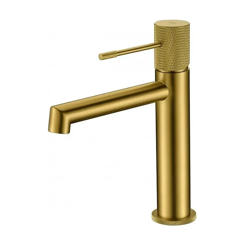 Grifo monomando moderno para lavabo en acabado oro cepillado de Imex