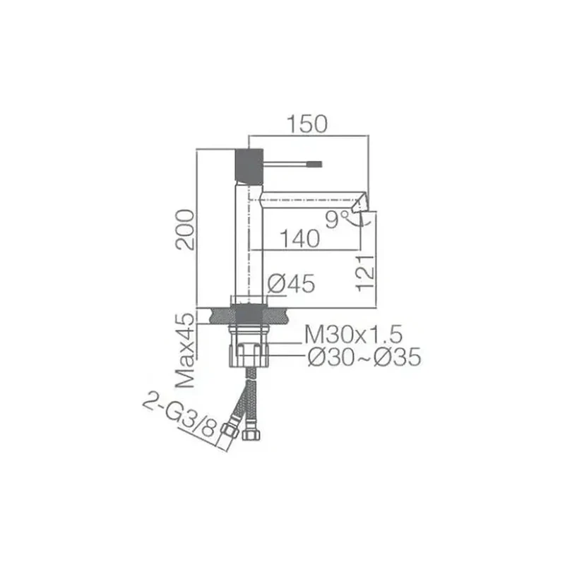Grifo monomando moderno para lavabo en acabado oro cepillado de Imex