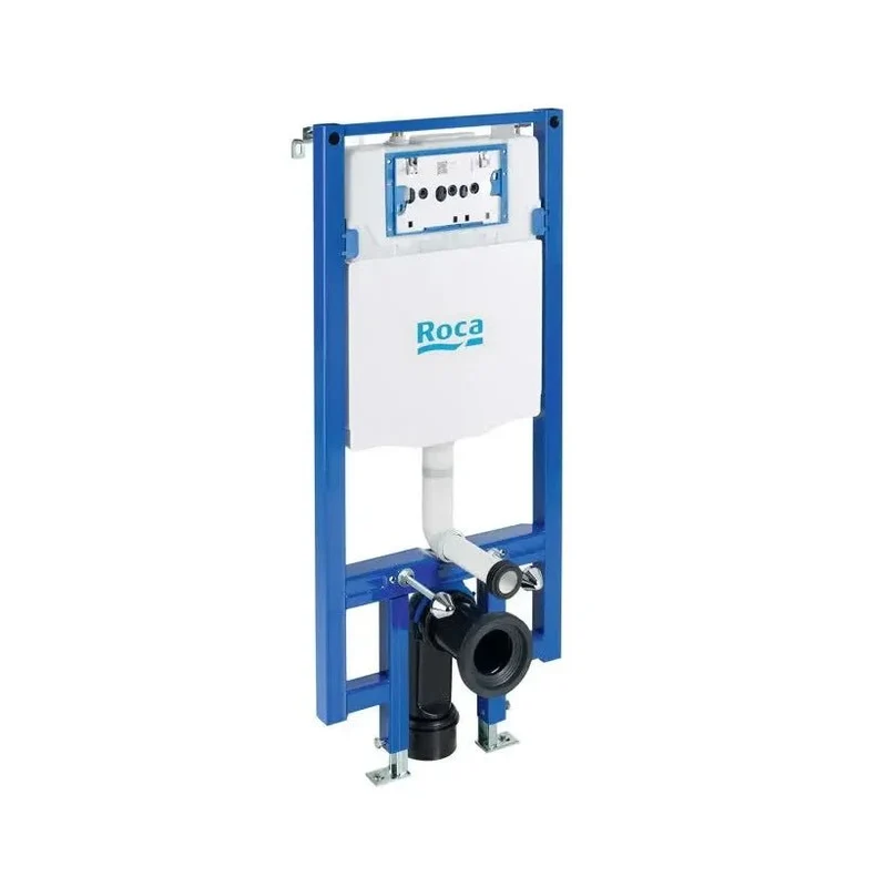 Roca Square Compact – Pack de Inodoro Suspendido con Bastidor y Placa, Salida Horizontal, Blanco