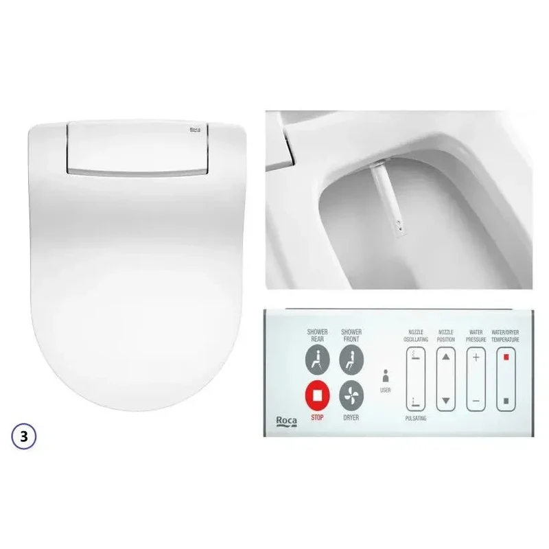Roca The Gap Round – Pack de Inodoro, Tecnología Rimless, Doble Descarga